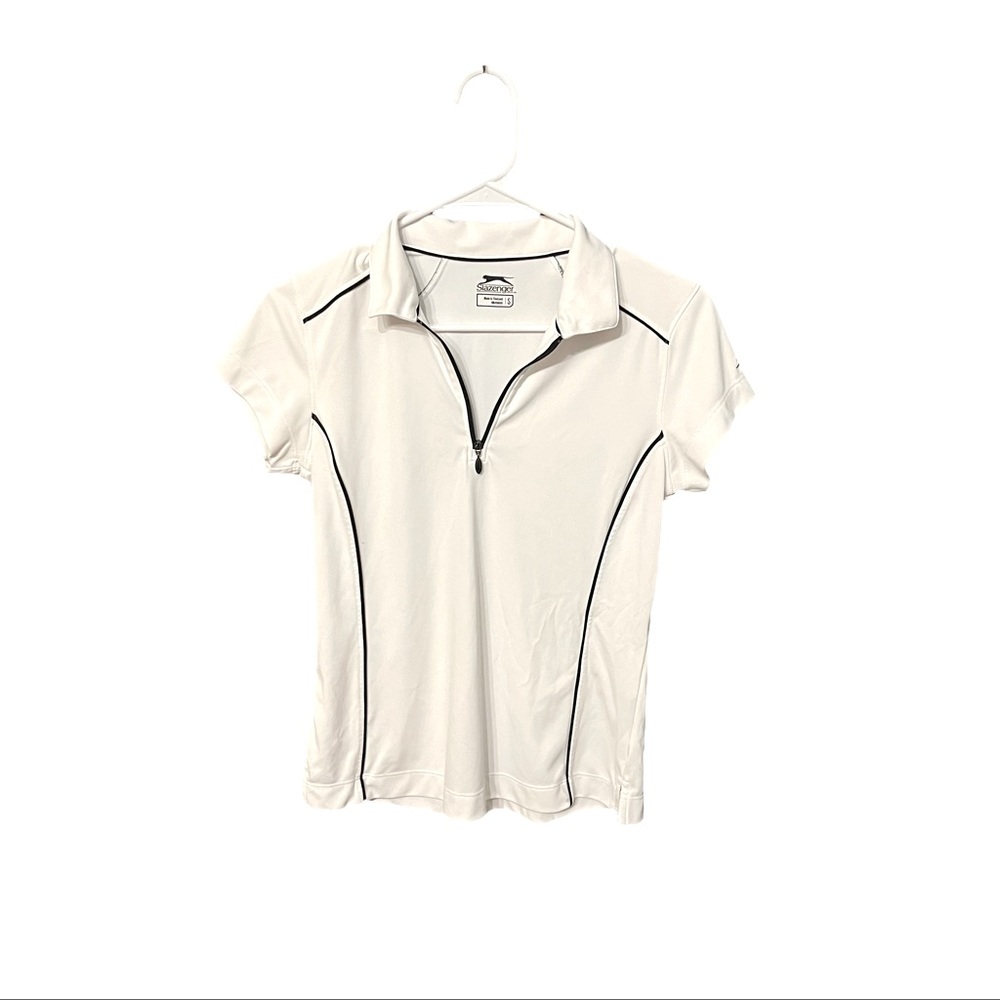 Slazenger White Short Sleeve Golf Polo w/Black Trim